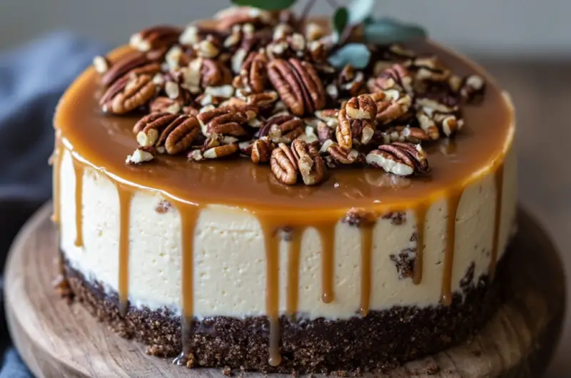 Caramel Pecan Cheesecake 🧀🍮🥜