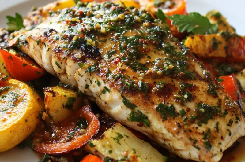 Chermoula Grilled Fish with Zesty Vegetables 🌊🐟