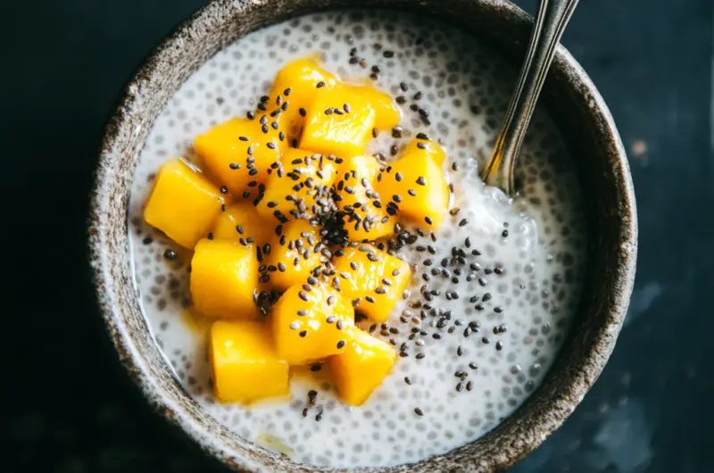 Coconut Chia Pudding with Fresh Mango 🥥✨🍋