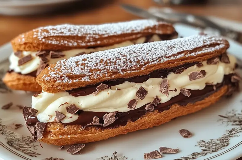 Classic French Chocolate Éclair with Cream Filling 🍫🇫🇷