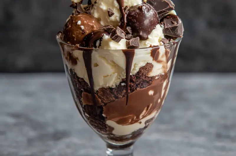 Double Chocolate Fudge Brownie Sundae 🍫🍨